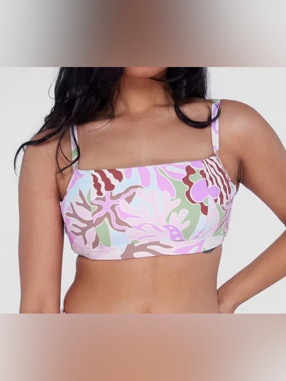 BIRDSONG Square Neck Underwire Bralette Bikini Top in Ocean Treasures 36DDD